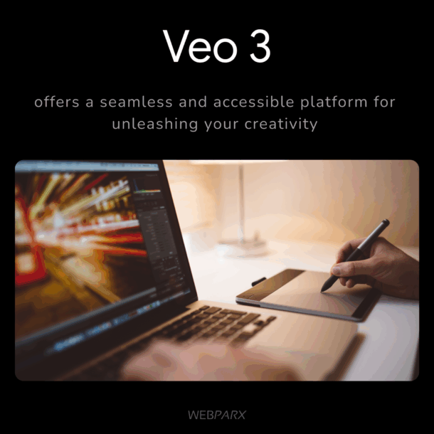 A person using Veo 3 on a laptop.